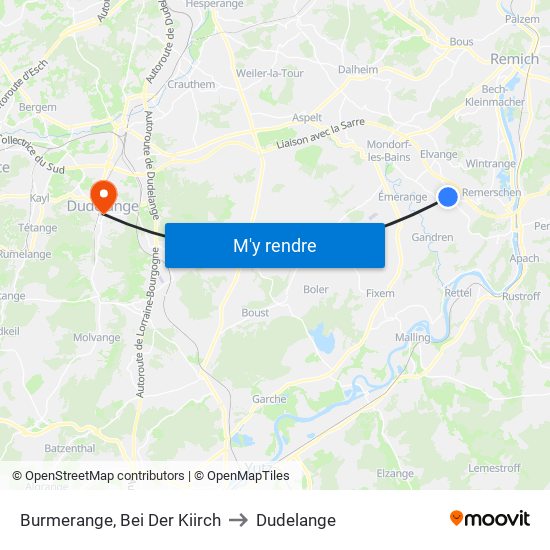 Burmerange, Bei Der Kiirch to Dudelange map