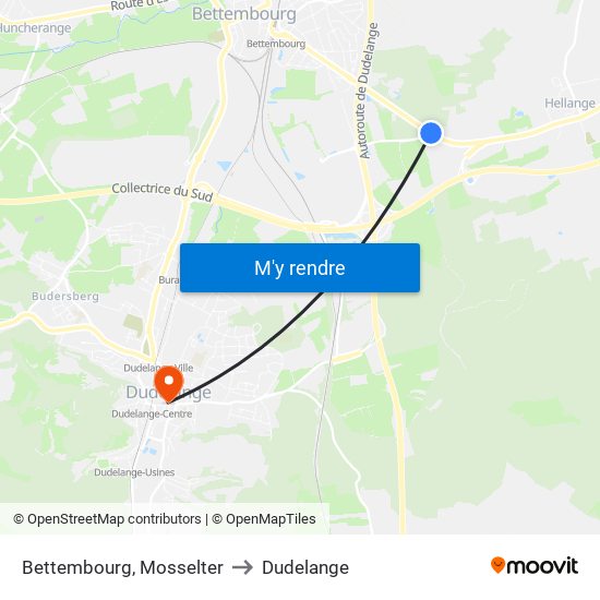 Bettembourg, Mosselter to Dudelange map