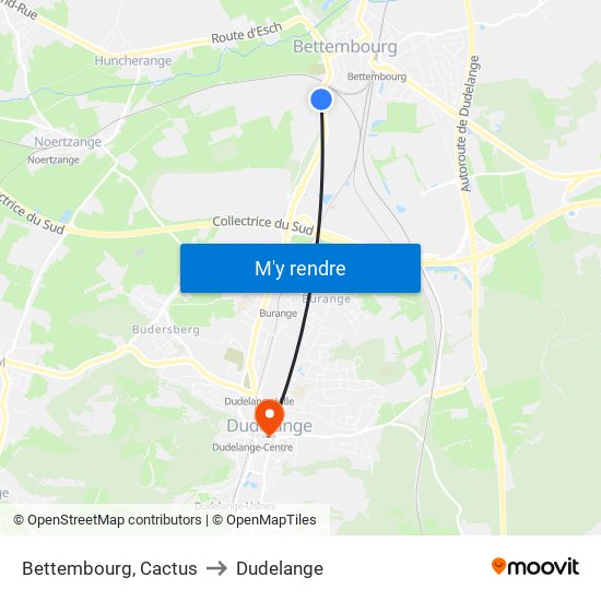 Bettembourg, Cactus to Dudelange map