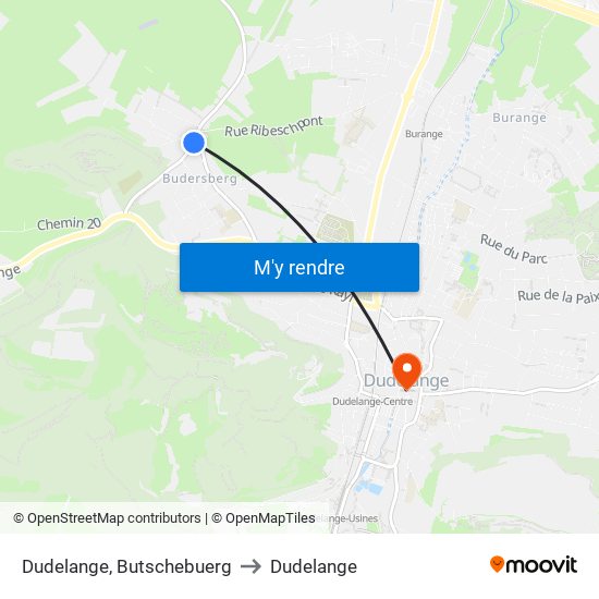 Dudelange, Butschebuerg to Dudelange map