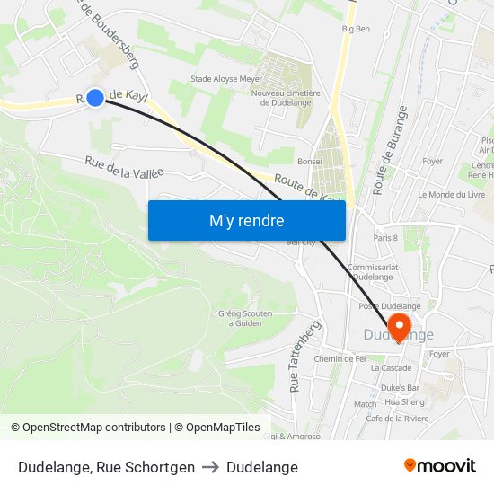 Dudelange, Rue Schortgen to Dudelange map