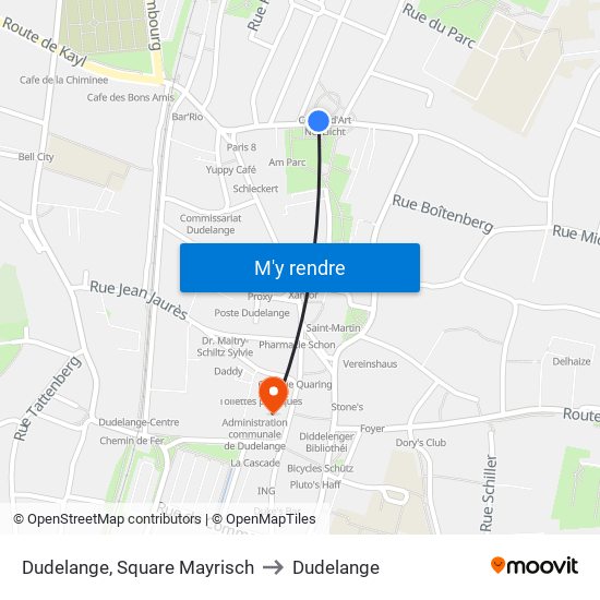 Dudelange, Square Mayrisch to Dudelange map