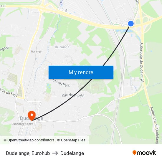 Dudelange, Eurohub to Dudelange map