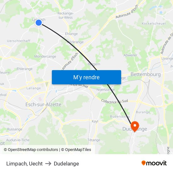 Limpach, Uecht to Dudelange map