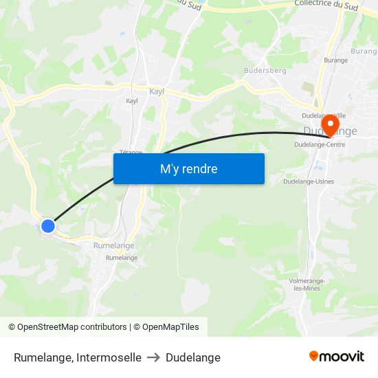 Rumelange, Intermoselle to Dudelange map
