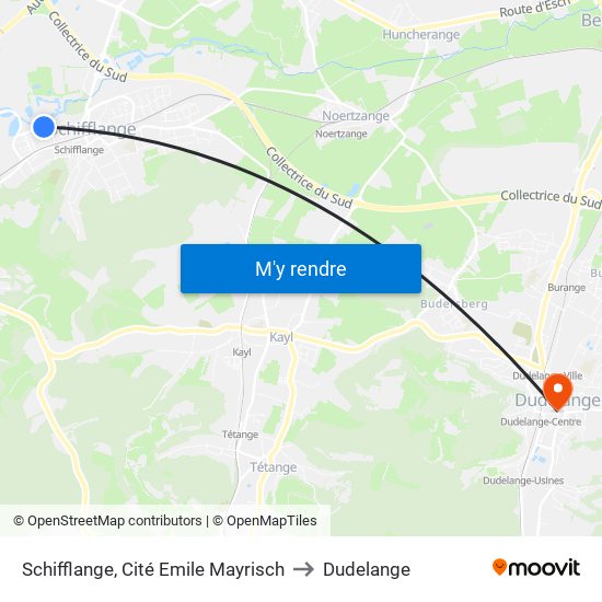 Schifflange, Cité Emile Mayrisch to Dudelange map
