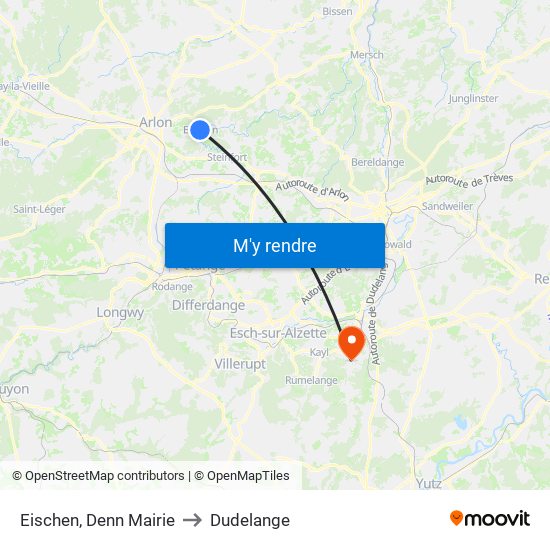 Eischen, Denn Mairie to Dudelange map