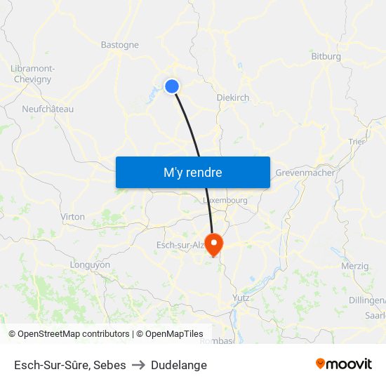 Esch-Sur-Sûre, Sebes to Dudelange map