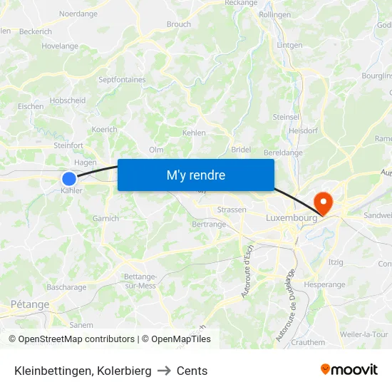 Kleinbettingen, Kolerbierg to Cents map