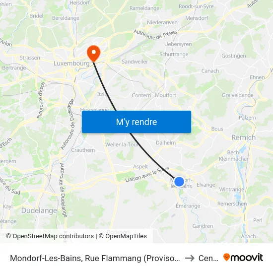 Mondorf-Les-Bains, Rue Flammang (Provisoire) to Cents map