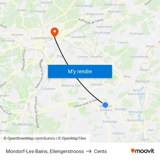 Mondorf-Les-Bains, Ellengerstrooss to Cents map