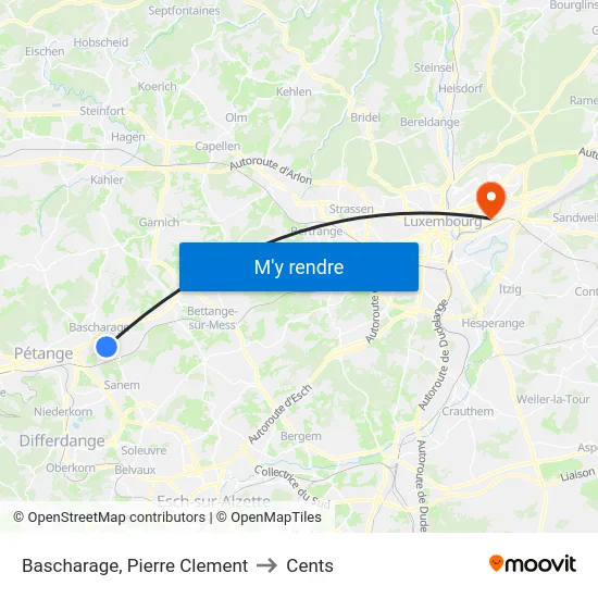 Bascharage, Pierre Clement to Cents map