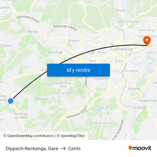 Dippach-Reckange, Gare to Cents map