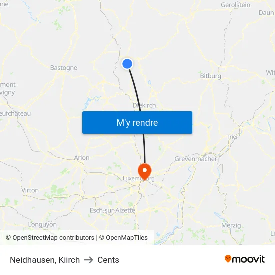 Neidhausen, Kiirch to Cents map