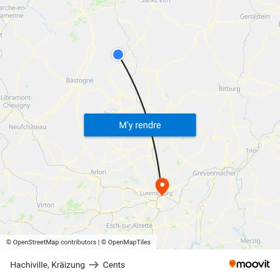Hachiville, Kräizung to Cents map