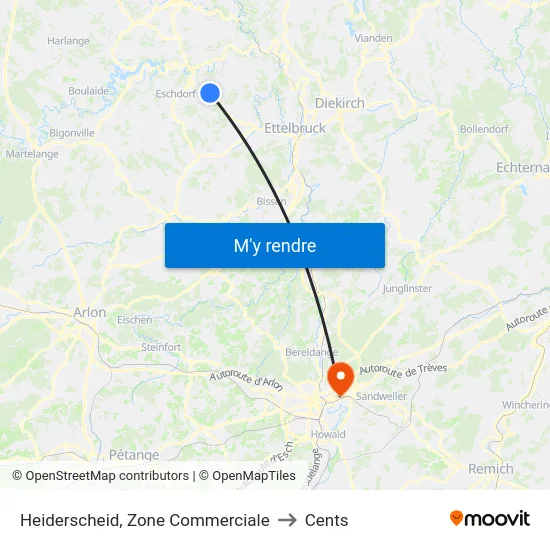 Heiderscheid, Zone Commerciale to Cents map