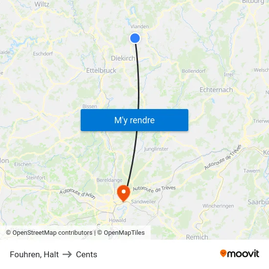 Fouhren, Halt to Cents map