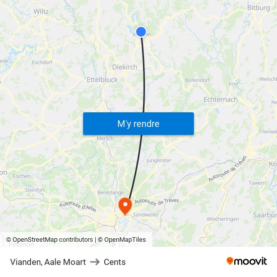 Vianden, Aale Moart to Cents map