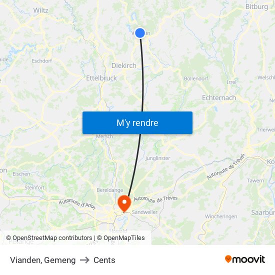 Vianden, Gemeng to Cents map