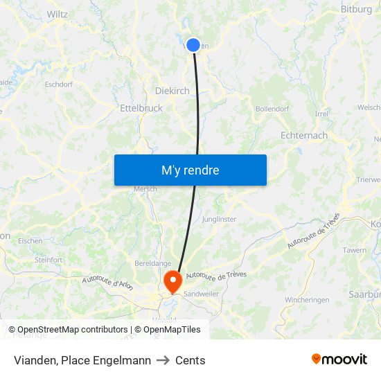 Vianden, Place Engelmann to Cents map