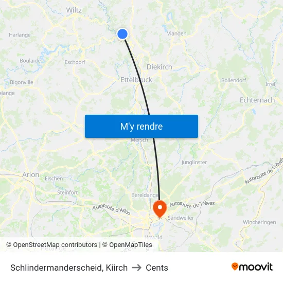 Schlindermanderscheid, Kiirch to Cents map