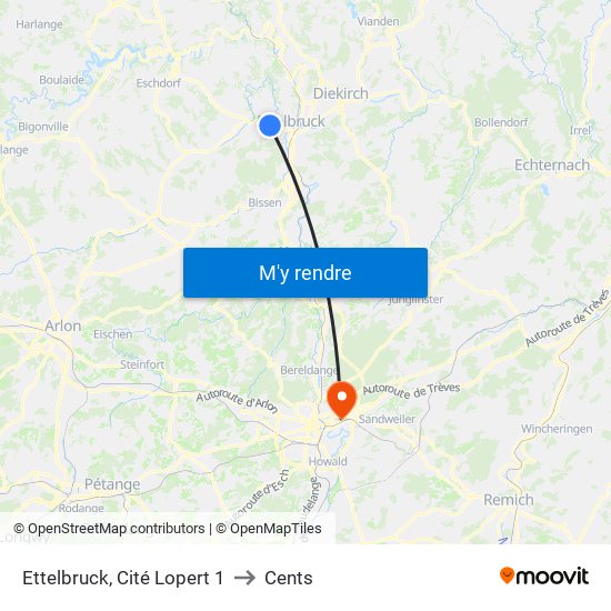Ettelbruck, Cité Lopert 1 to Cents map