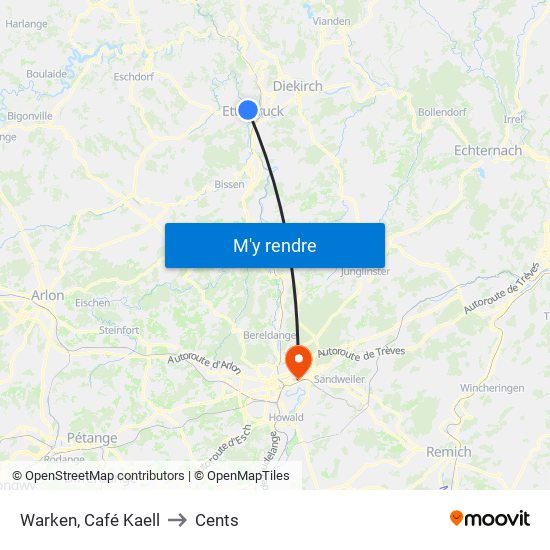 Warken, Café Kaell to Cents map