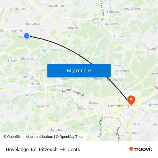 Hovelange, Bei Bitzesch to Cents map