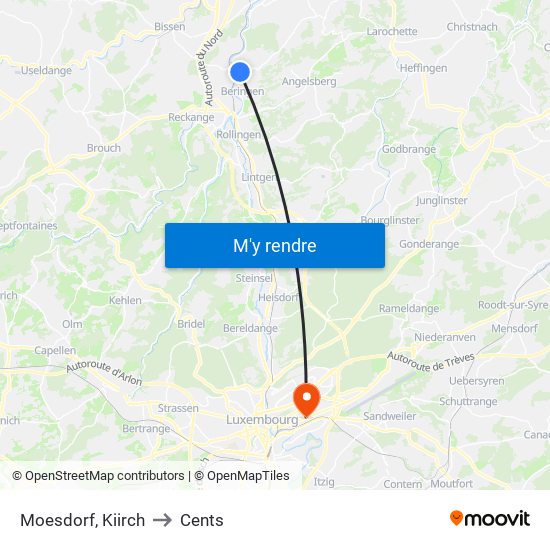 Moesdorf, Kiirch to Cents map