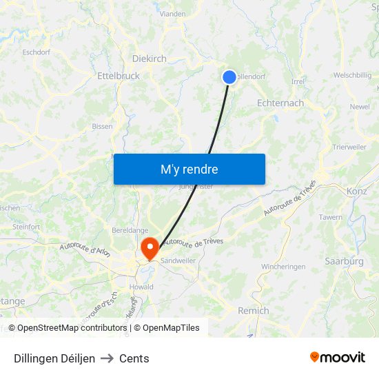 Dillingen Déiljen to Cents map