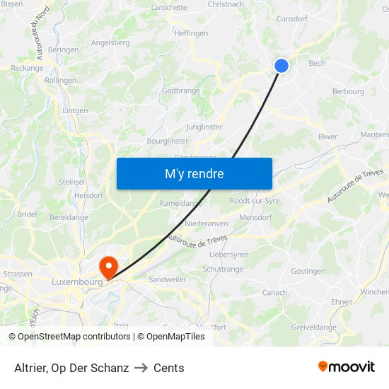 Altrier, Op Der Schanz to Cents map