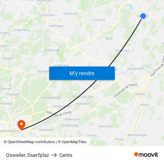 Osweiler, Duerfplaz to Cents map