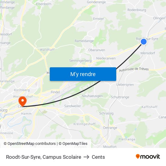 Roodt-Sur-Syre, Campus Scolaire to Cents map