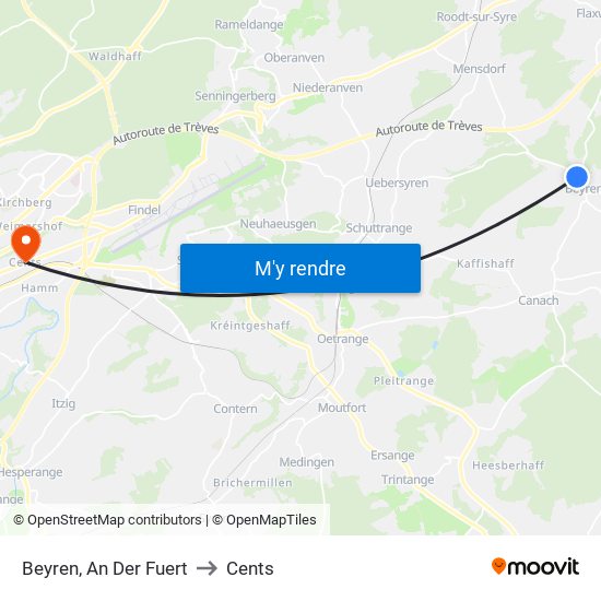 Beyren, An Der Fuert to Cents map
