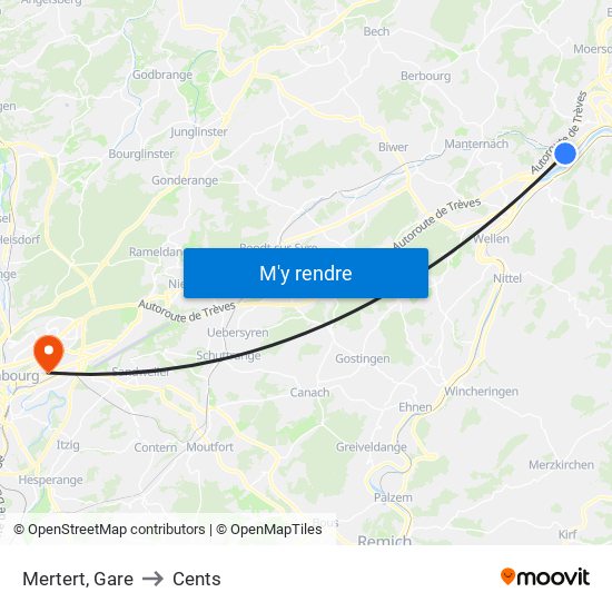 Mertert, Gare to Cents map