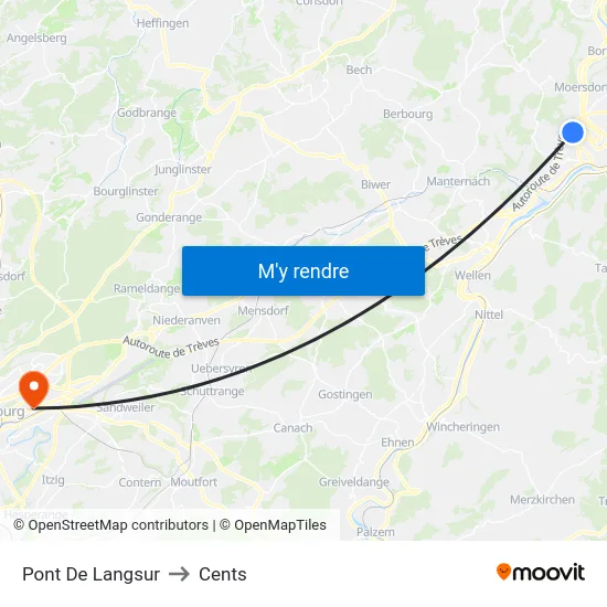 Pont De Langsur to Cents map