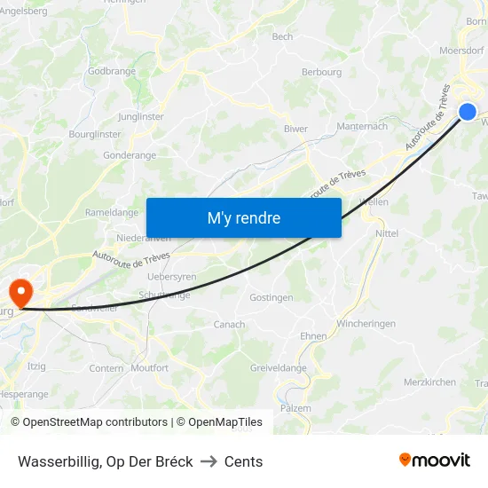 Wasserbillig, Op Der Bréck to Cents map