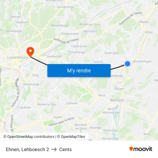 Ehnen, Lehboesch 2 to Cents map