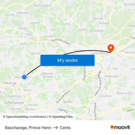 Bascharage, Prince Henri to Cents map