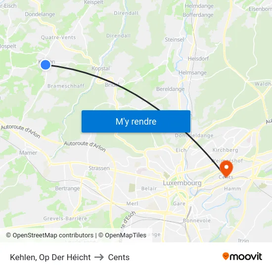 Kehlen, Op Der Héicht to Cents map