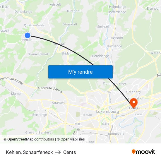Kehlen, Schaarfeneck to Cents map