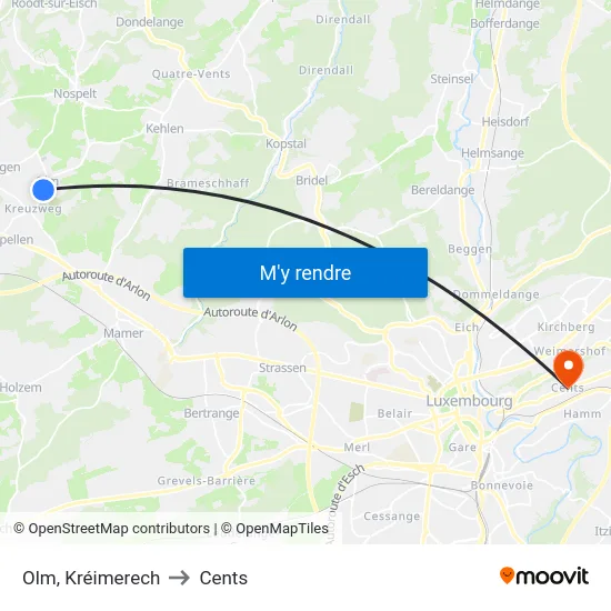 Olm, Kréimerech to Cents map