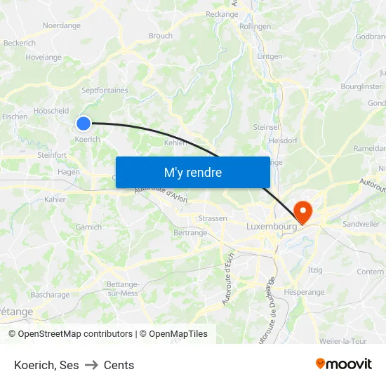 Koerich, Ses to Cents map