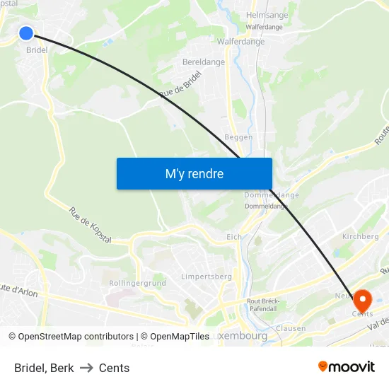 Bridel, Berk to Cents map