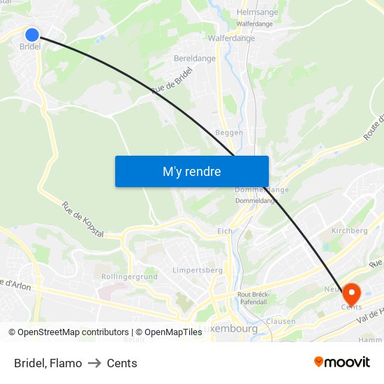 Bridel, Flamo to Cents map