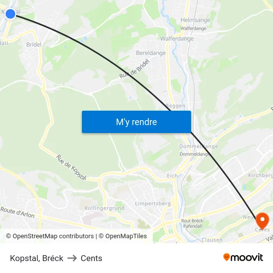 Kopstal, Bréck to Cents map