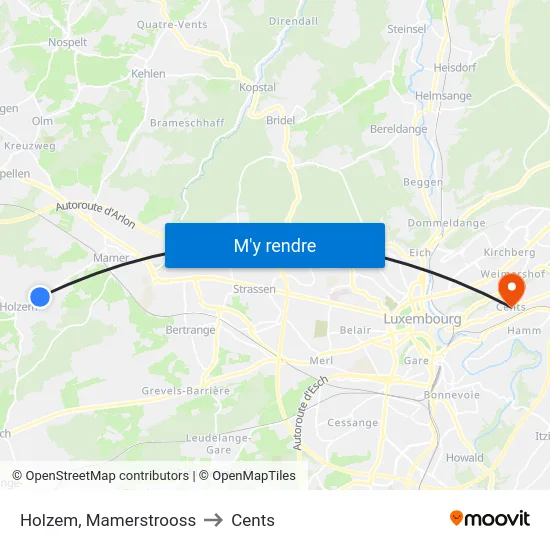 Holzem, Mamerstrooss to Cents map