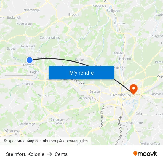 Steinfort, Kolonie to Cents map
