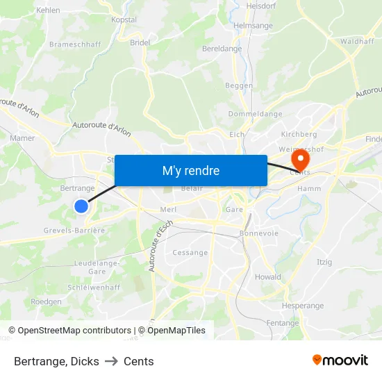 Bertrange, Dicks to Cents map