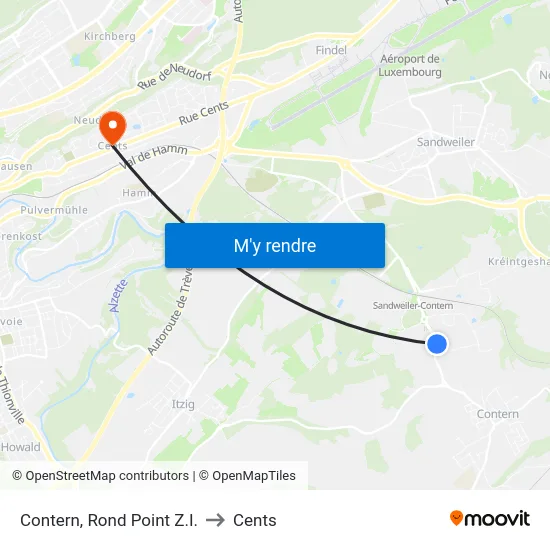 Contern, Rond Point Z.I. to Cents map